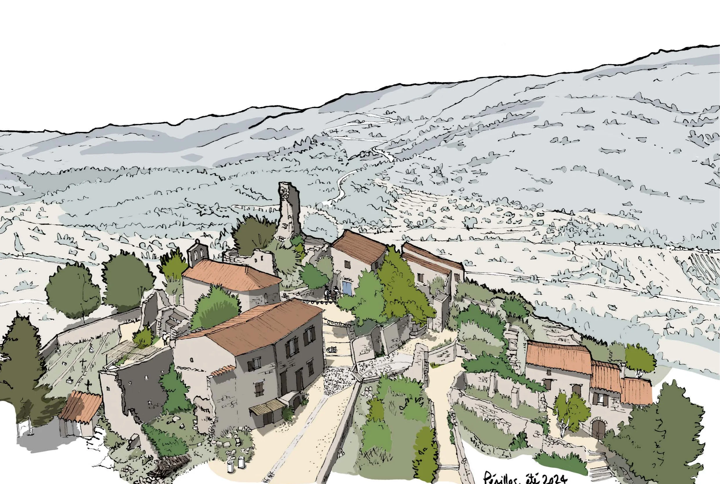 Panorama du village de Périllos, paysage de la candidature